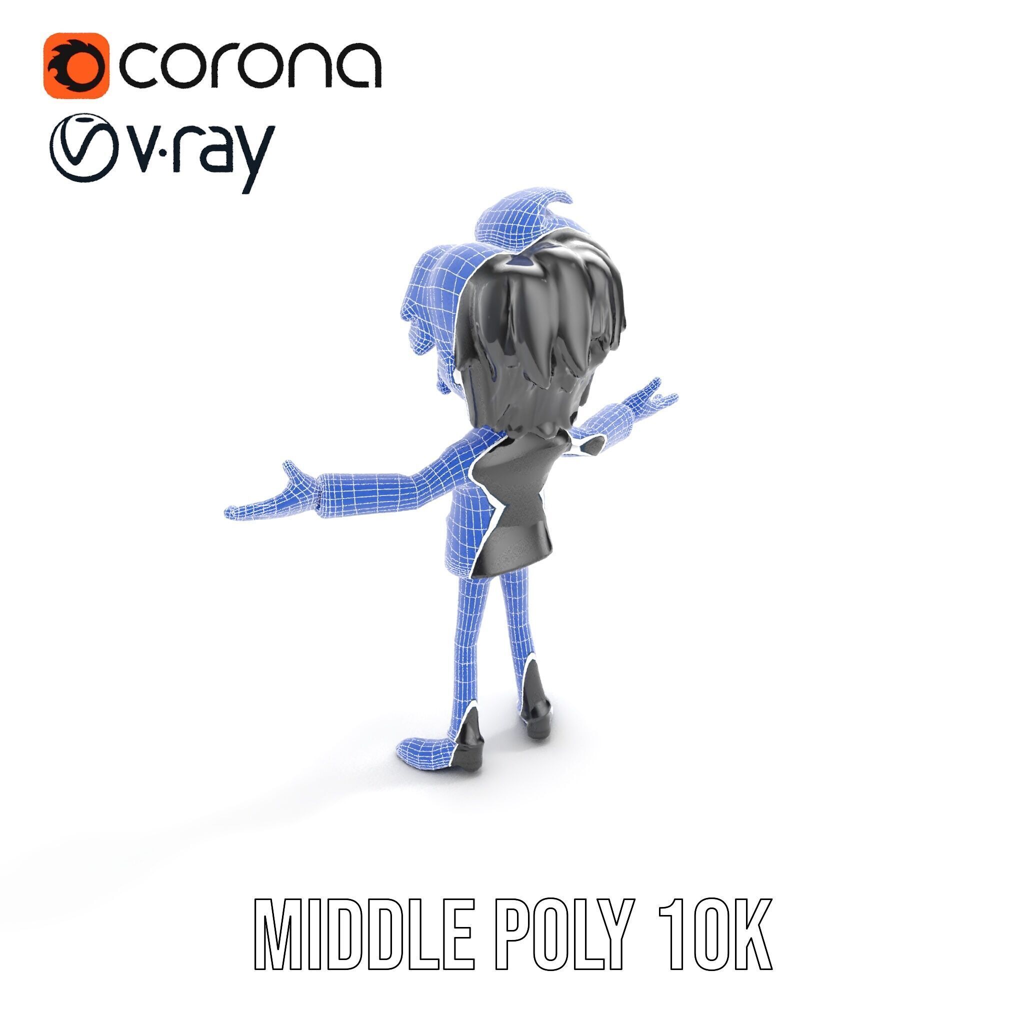 Stylish Suit Character Model  Rigged and Animated Low-poly 3D model_25