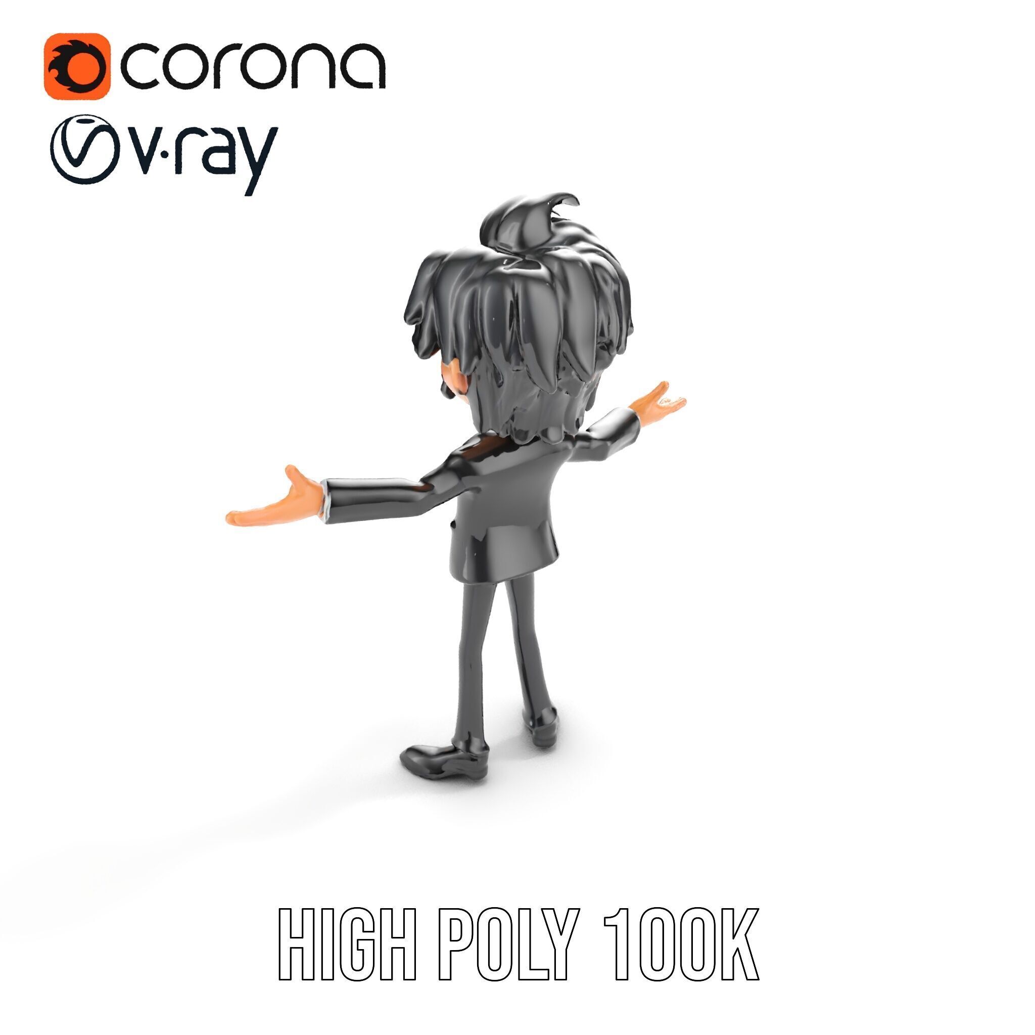 Stylish Suit Character Model  Rigged and Animated Low-poly 3D model_18