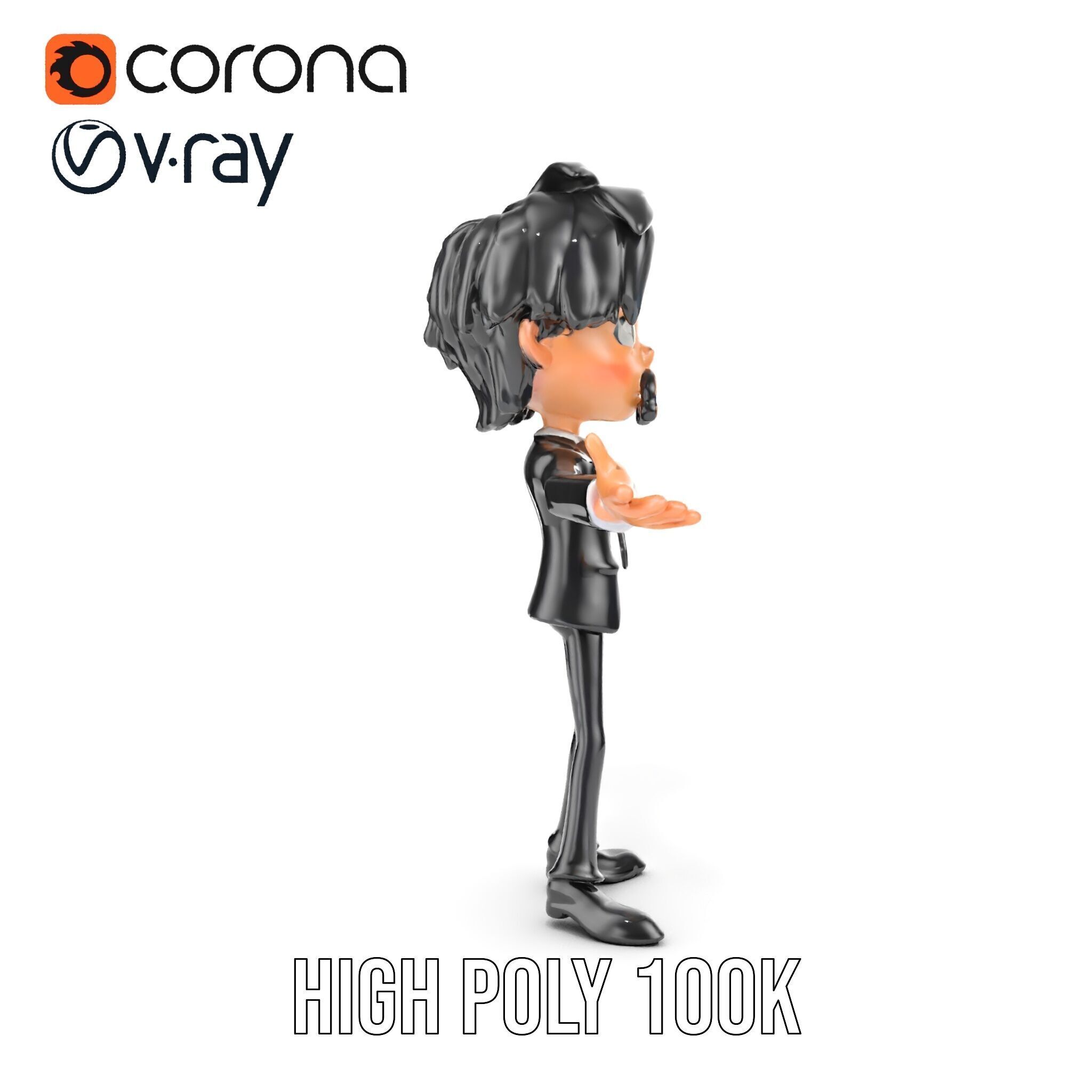 Stylish Suit Character Model  Rigged and Animated Low-poly 3D model_35