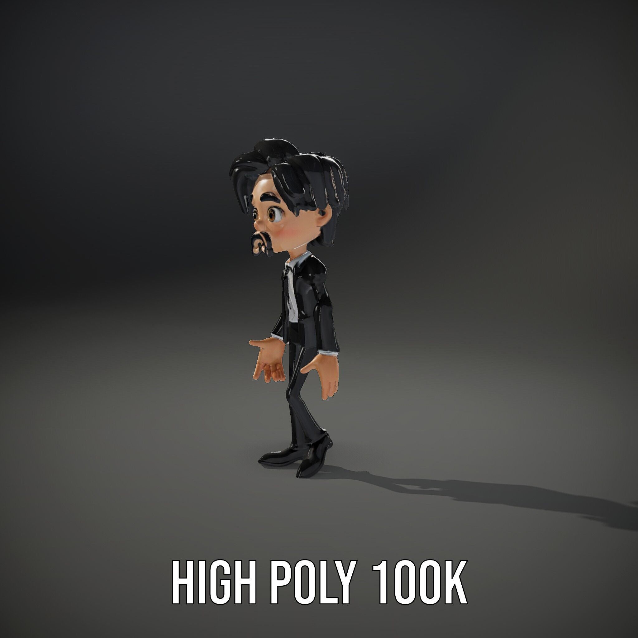 Stylish Suit Character Model  Rigged and Animated Low-poly 3D model_9