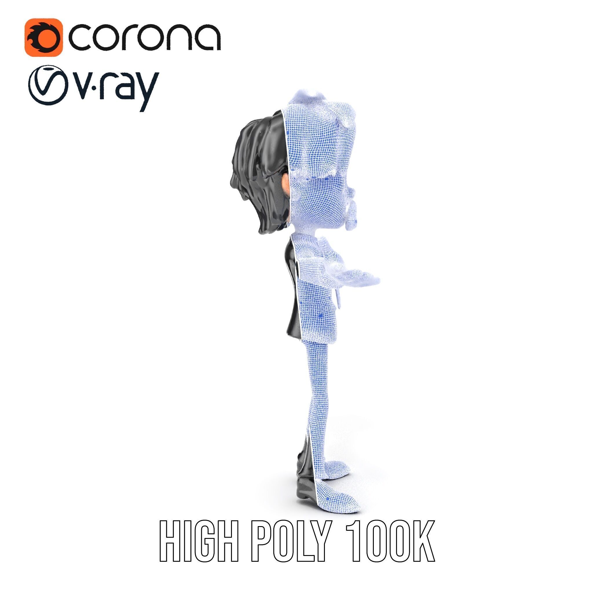 Stylish Suit Character Model  Rigged and Animated Low-poly 3D model_33