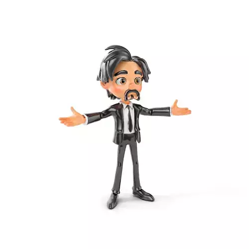 Stylish Suit Character Model  Rigged and Animated Low-poly 3D model