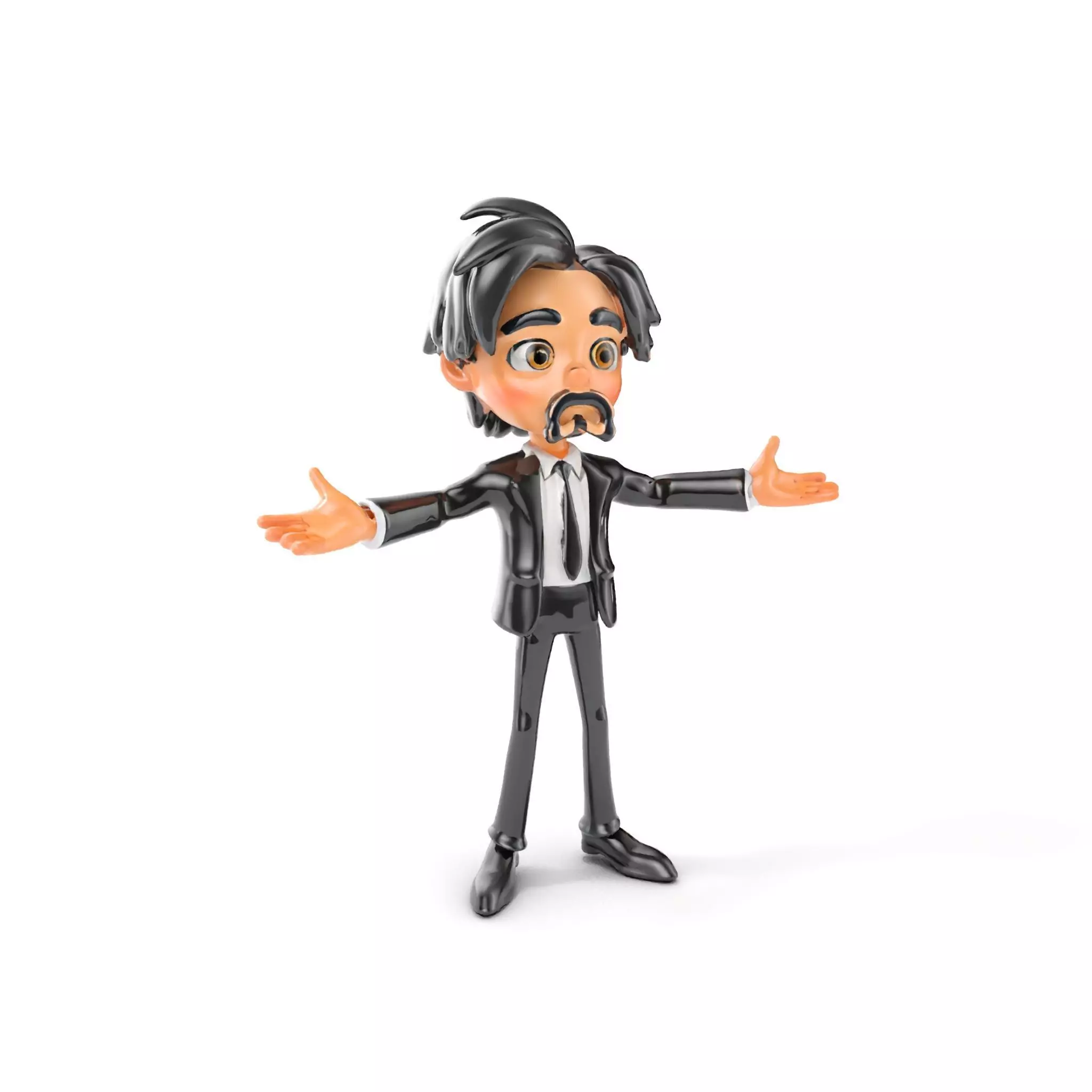 Stylish Suit Character Model  Rigged and Animated Low-poly 3D model_0