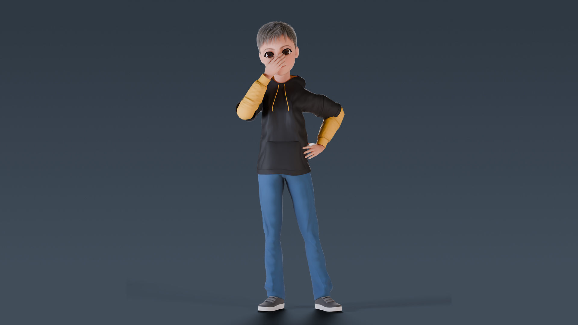 Cartoon Young Boy Rigged Free low-poly 3D model_15