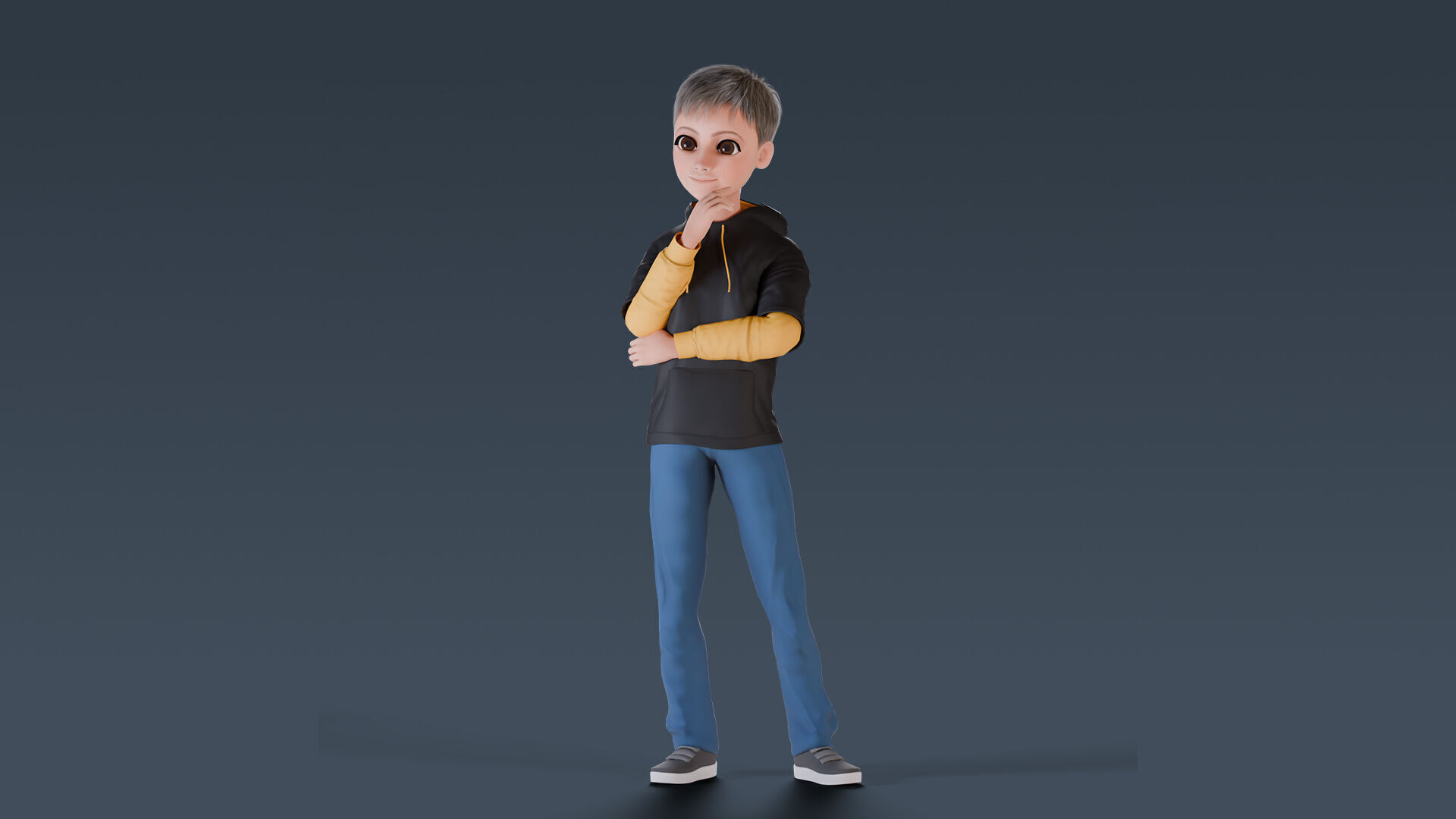 Cartoon Young Boy Rigged Free low-poly 3D model_16