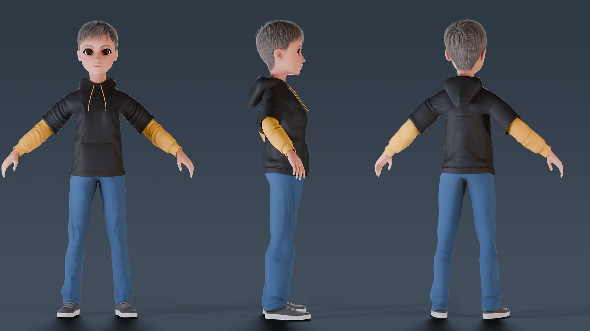 Cartoon Young Boy Rigged Free low-poly 3D model_20