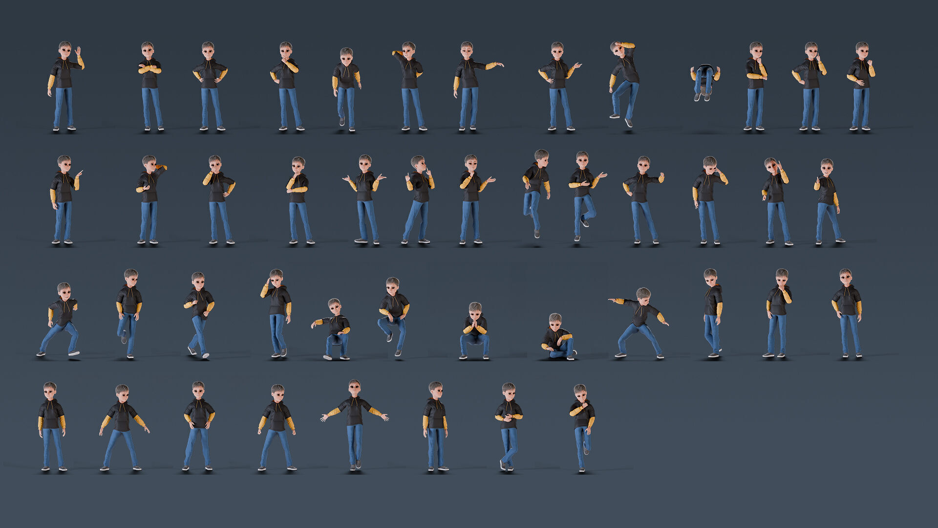 Cartoon Young Boy Rigged Free low-poly 3D model_1