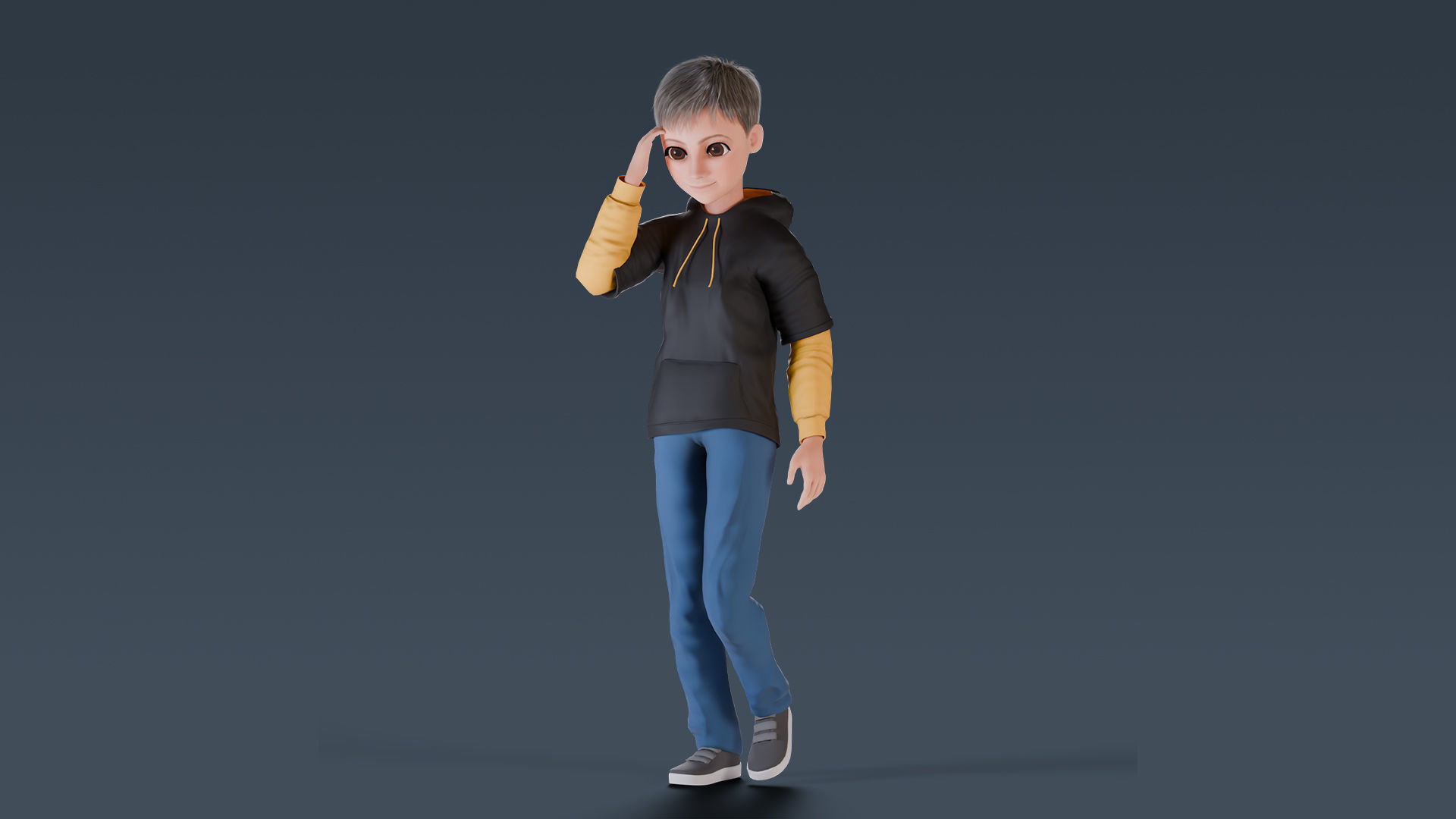 Cartoon Young Boy Rigged Free low-poly 3D model_19