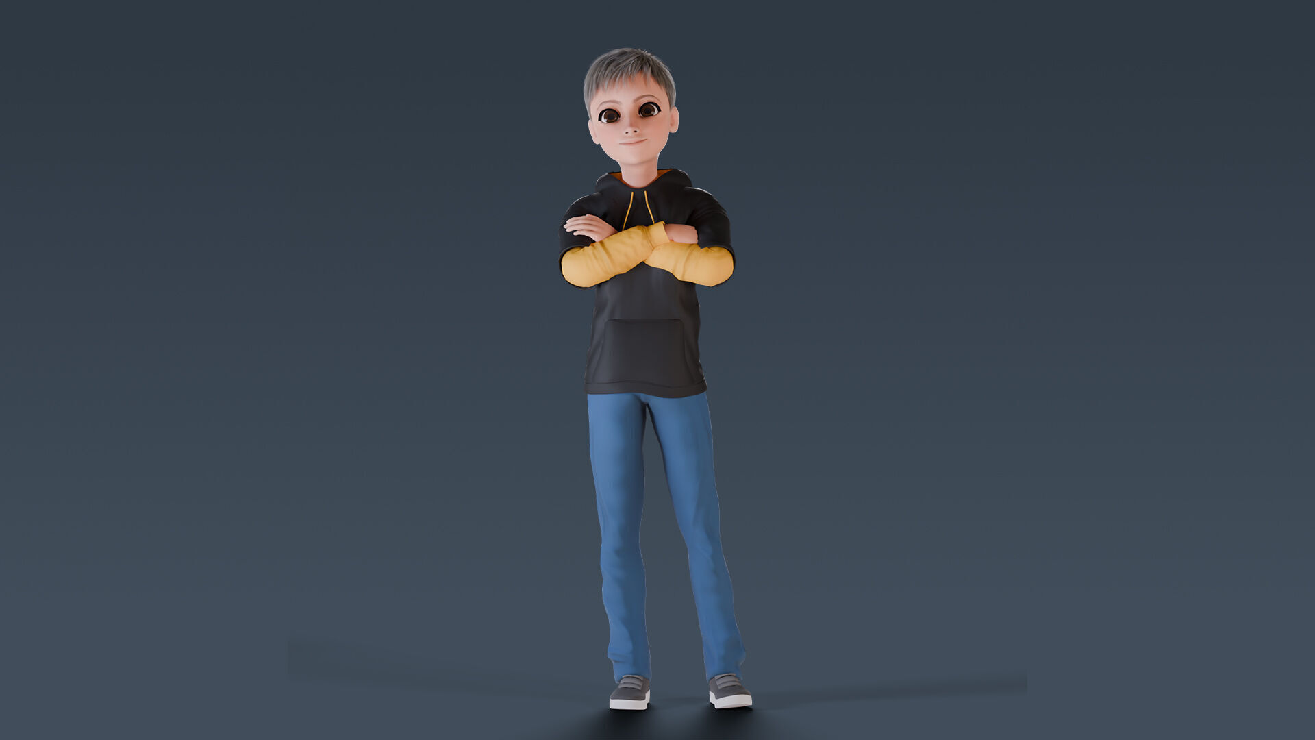 Cartoon Young Boy Rigged Free low-poly 3D model_6