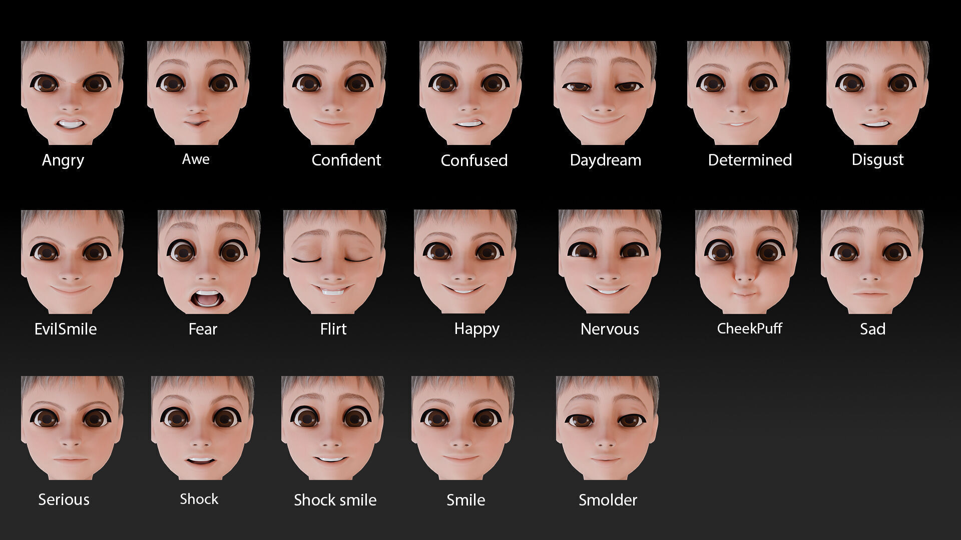 Cartoon Young Boy Rigged Free low-poly 3D model_2