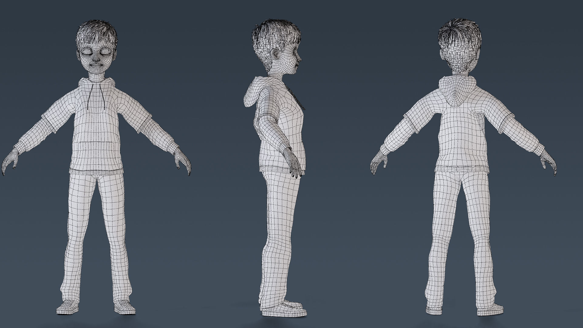 Cartoon Young Boy Rigged Free low-poly 3D model_21