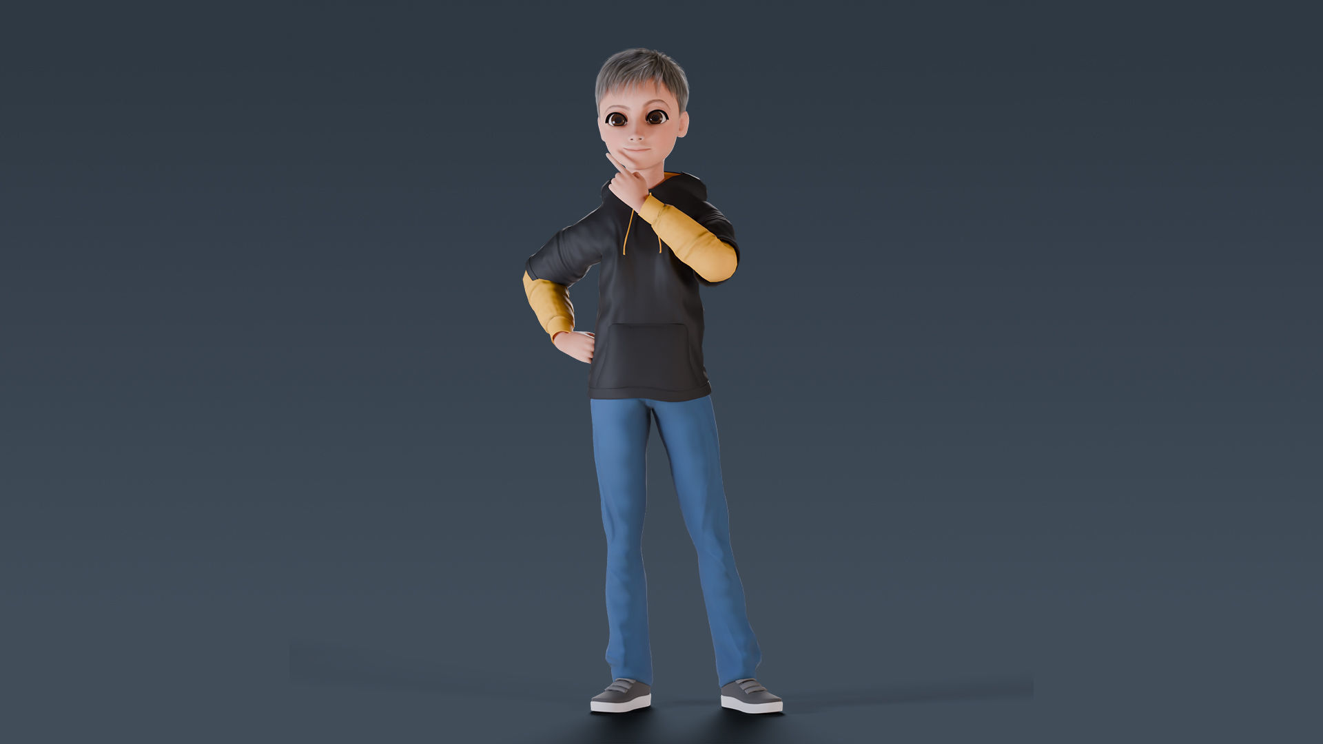 Cartoon Young Boy Rigged Free low-poly 3D model_9