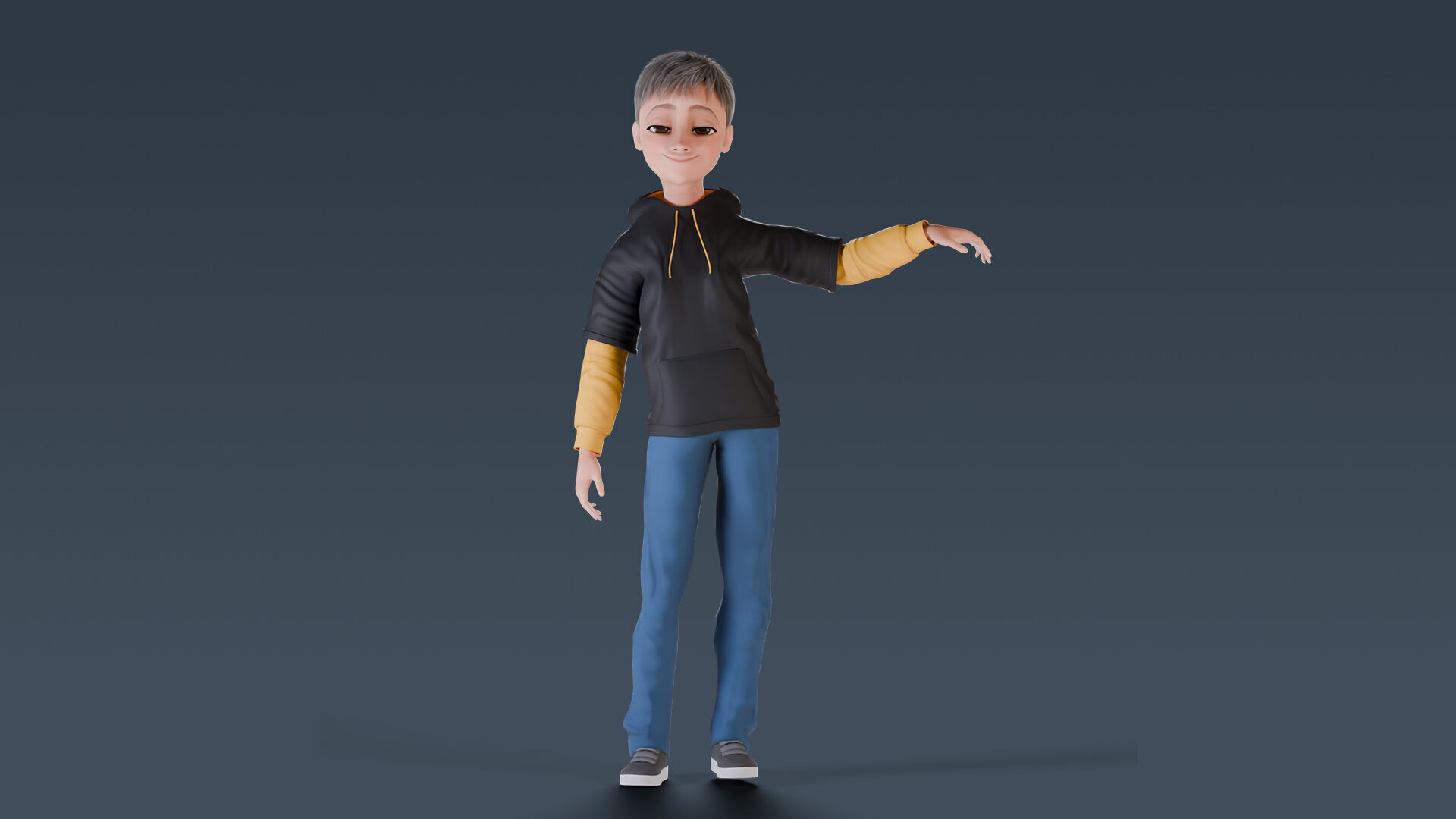 Cartoon Young Boy Rigged Free low-poly 3D model_12