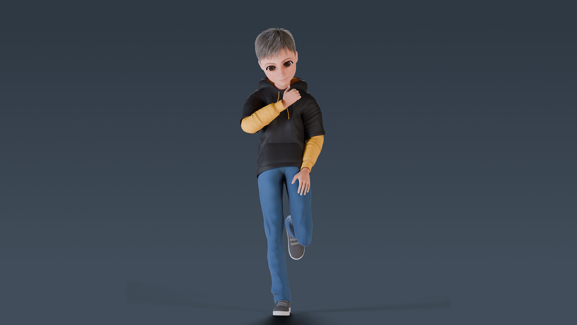 Cartoon Young Boy Rigged Free low-poly 3D model_17