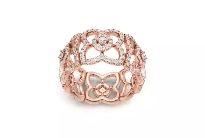 Openwork Flower Diamond Wide Band 3D print model