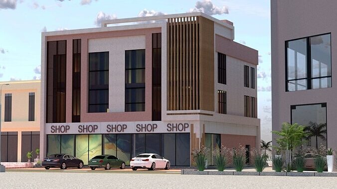 Modern Commercial Building A18 DWG SketchUp Model 3D model