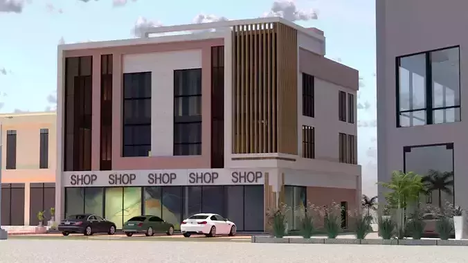 Modern Commercial Building A18 DWG SketchUp Model