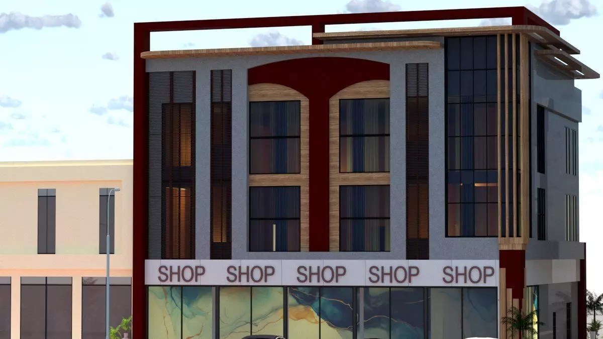 Elegant Commercial Building A16 DWG and SketchUp 3D model_0