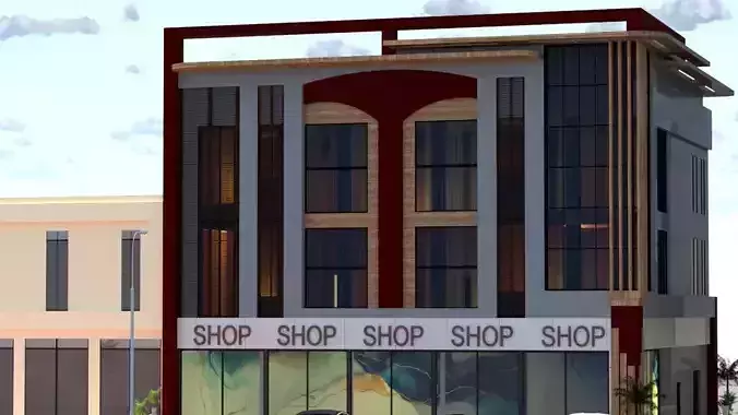 Elegant Commercial Building A16 DWG and SketchUp