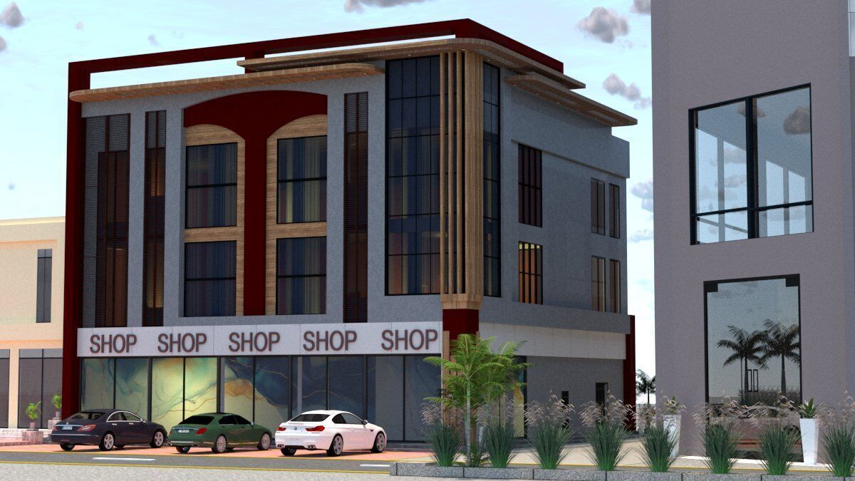 Elegant Commercial Building A16 DWG and SketchUp 3D model_2