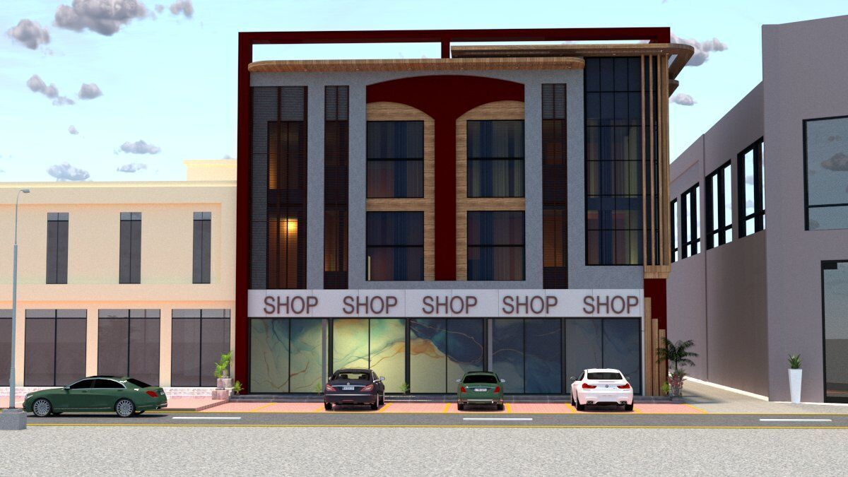 Elegant Commercial Building A16 DWG and SketchUp 3D model_1