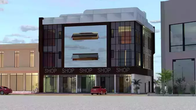 Contemporary Commercial Building A15 SketchUp and DWG Files 3D model