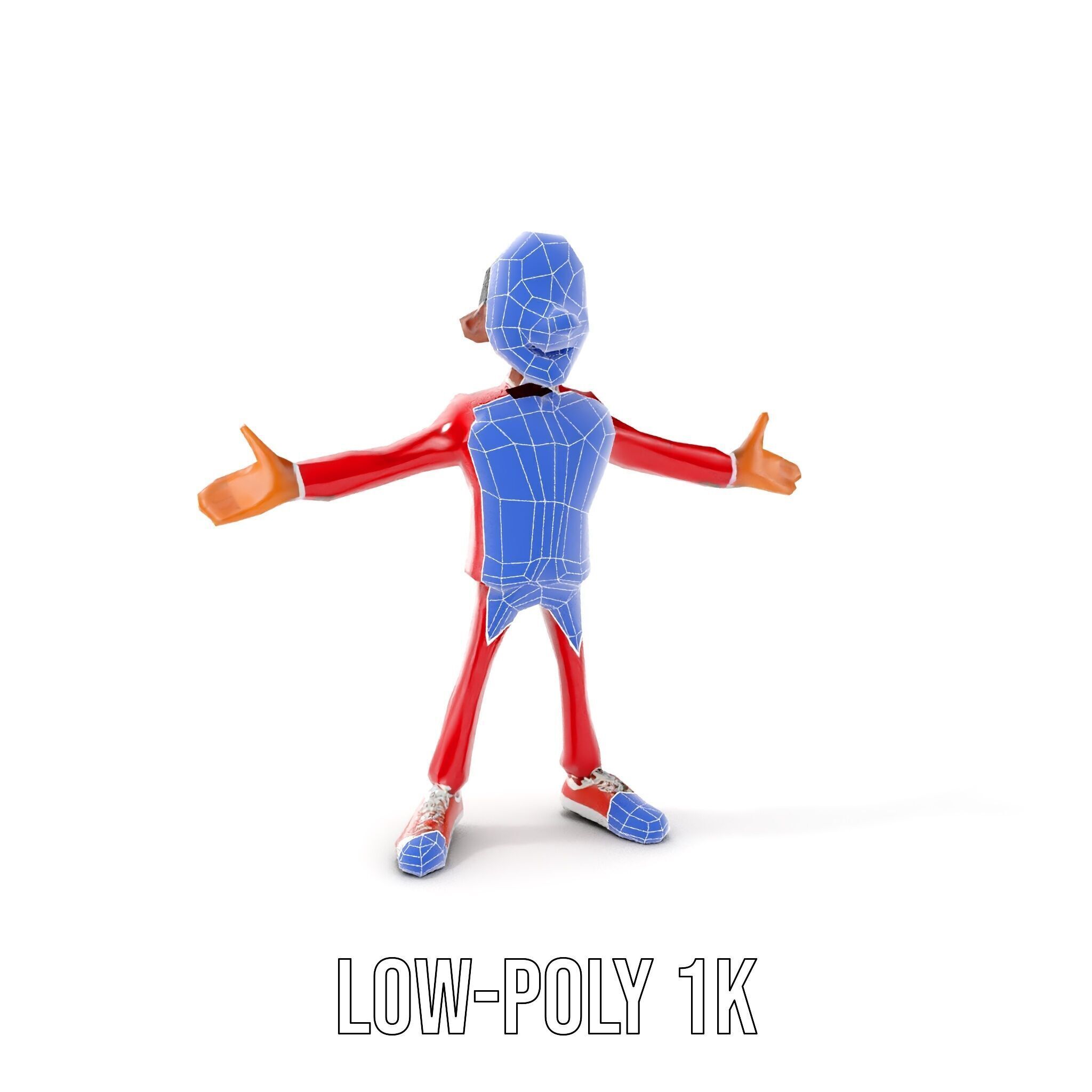 Red Suit Character Rigged and Animated for Games and VR Low-poly 3D model_16