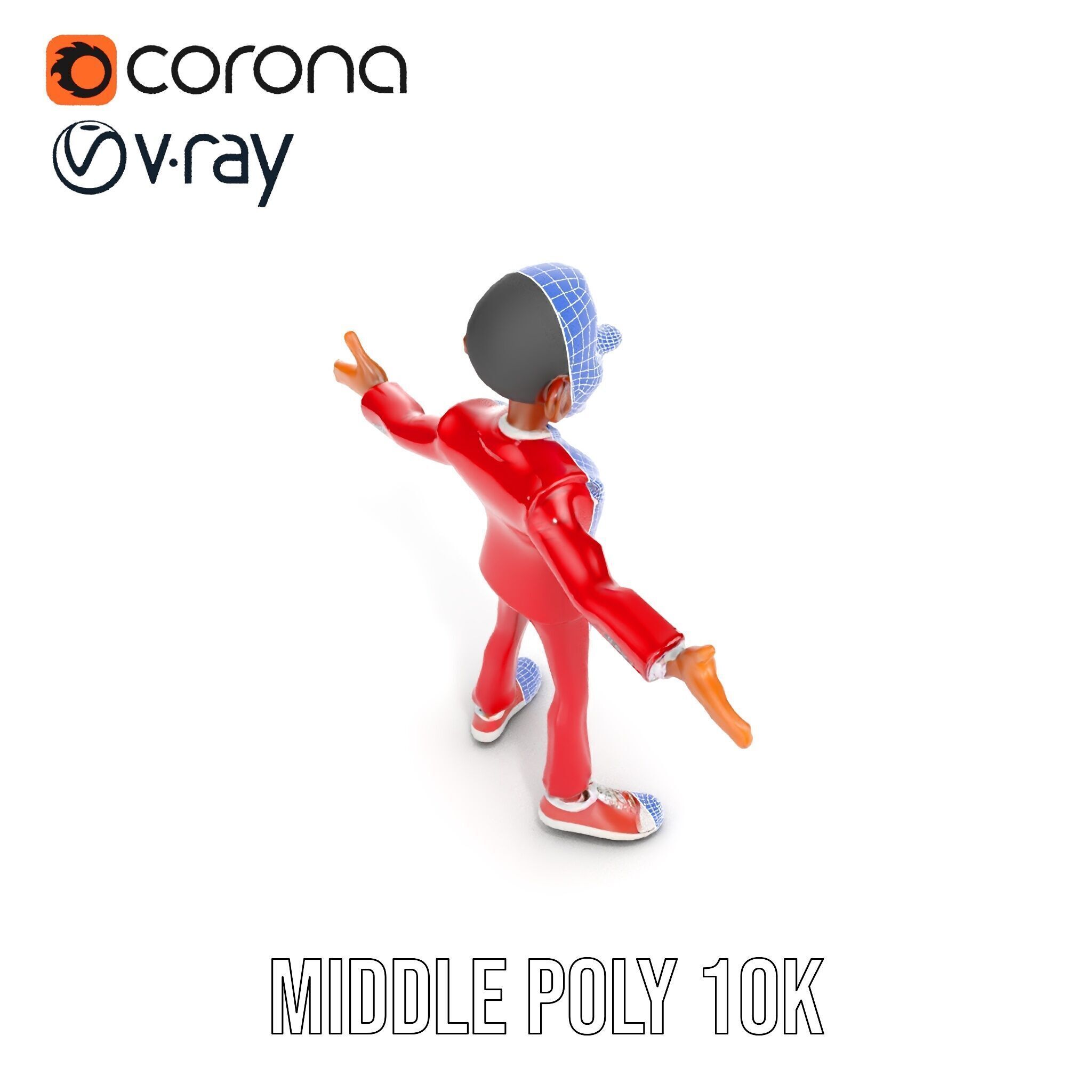 Red Suit Character Rigged and Animated for Games and VR Low-poly 3D model_17