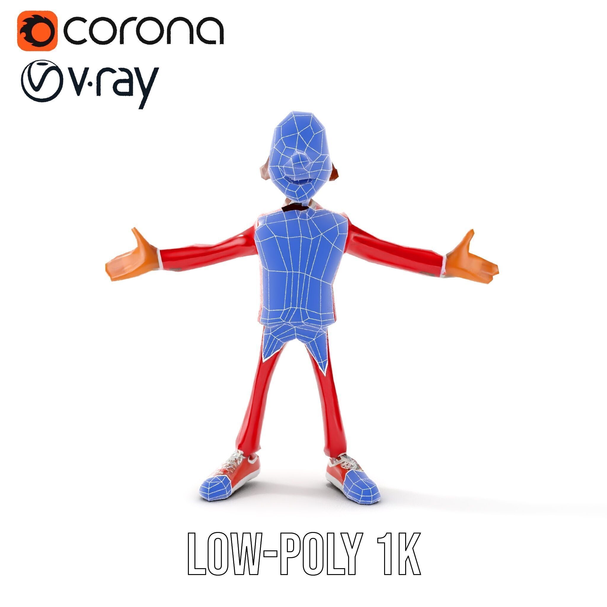 Red Suit Character Rigged and Animated for Games and VR Low-poly 3D model_22