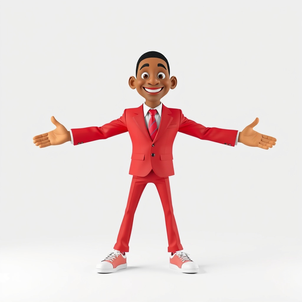 Red Suit Character Rigged and Animated for Games and VR Low-poly 3D model_3