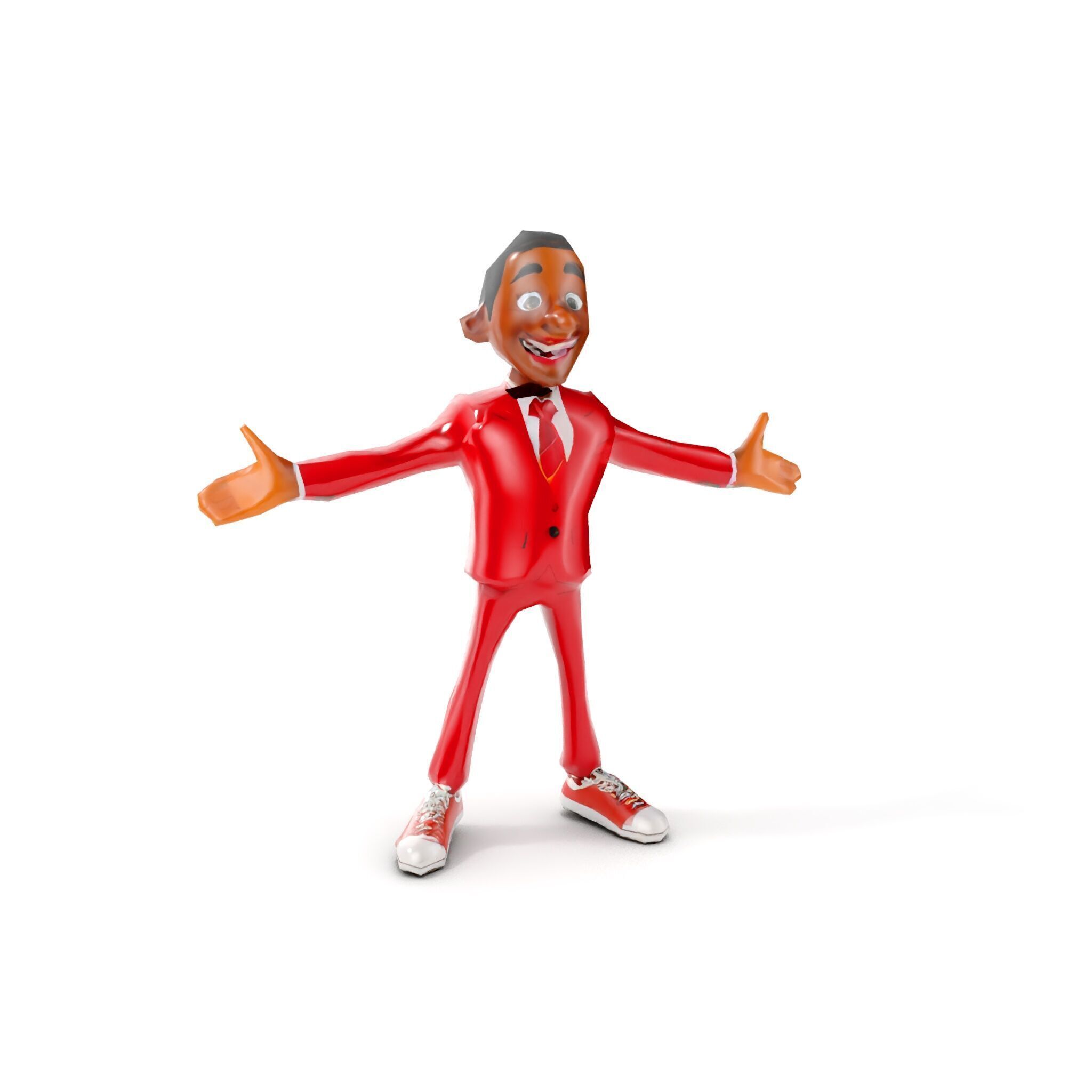 Red Suit Character Rigged and Animated for Games and VR Low-poly 3D model_28