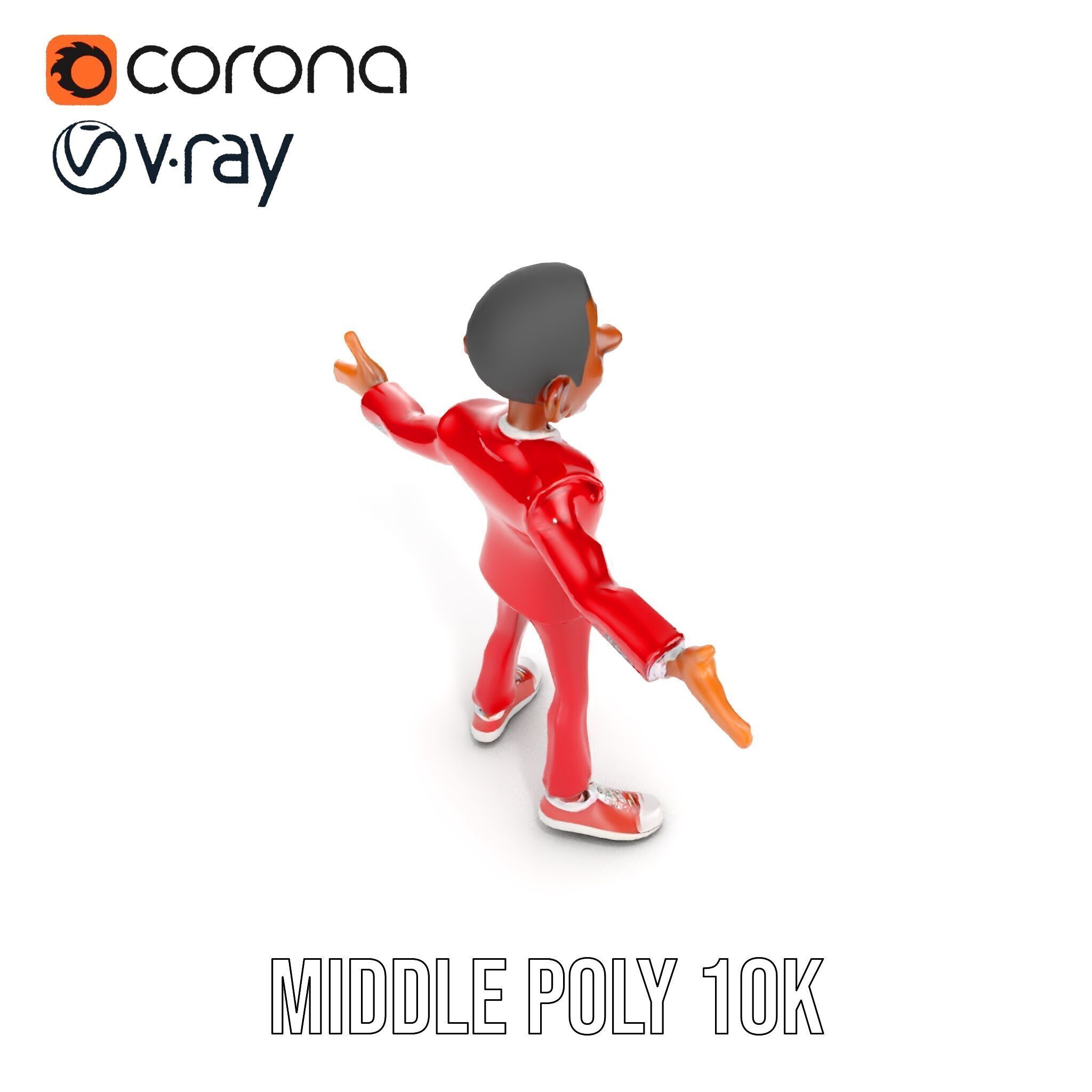 Red Suit Character Rigged and Animated for Games and VR Low-poly 3D model_12