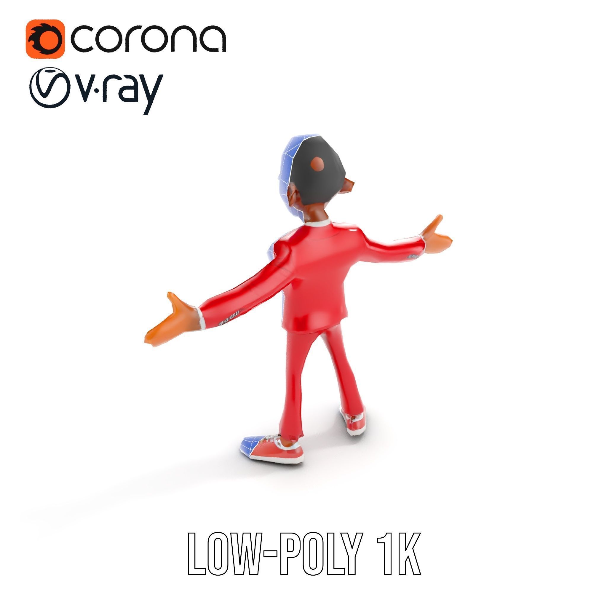 Red Suit Character Rigged and Animated for Games and VR Low-poly 3D model_31