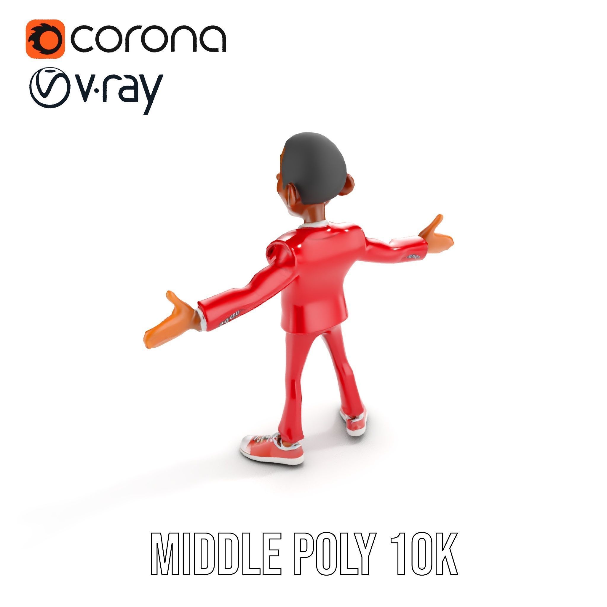 Red Suit Character Rigged and Animated for Games and VR Low-poly 3D model_24