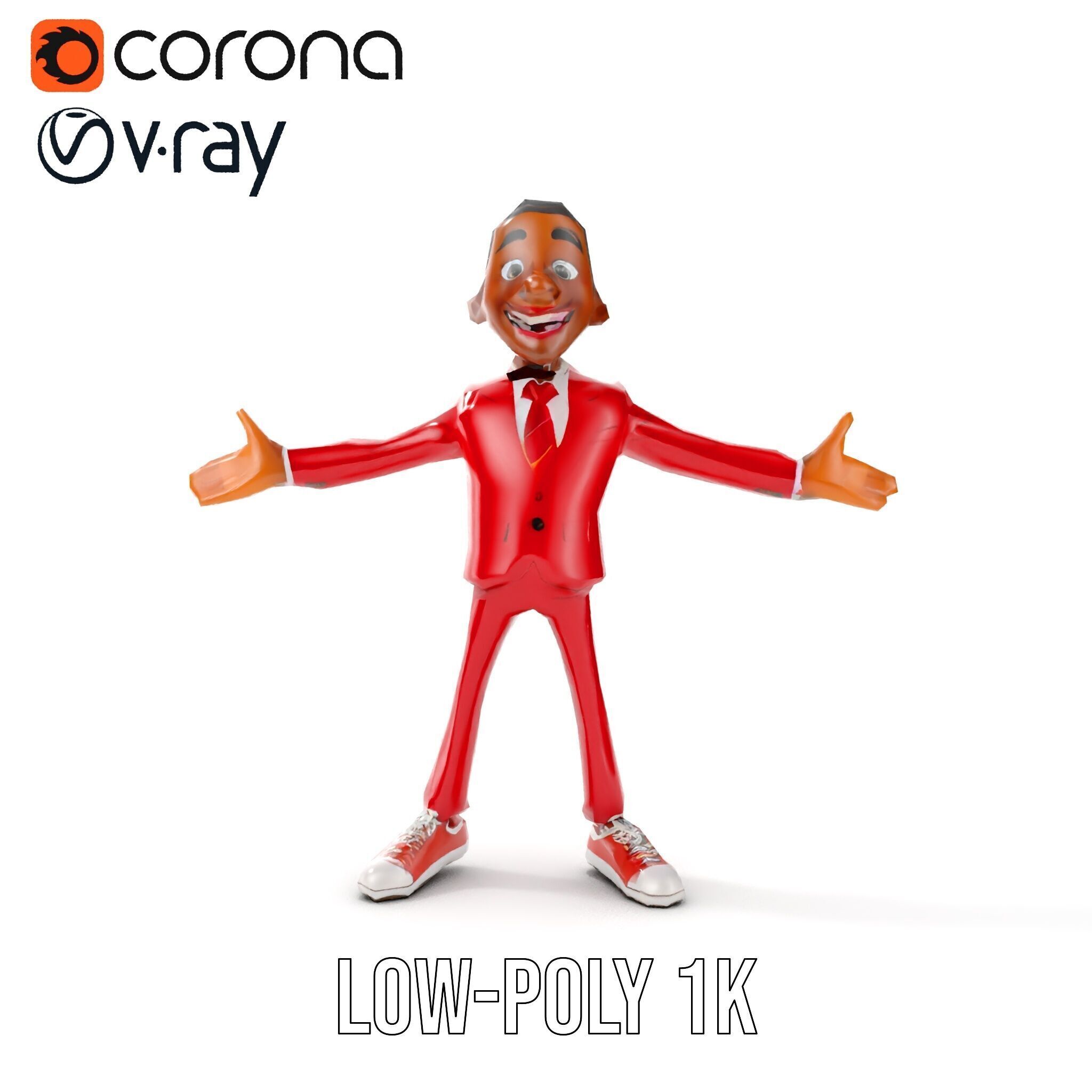 Red Suit Character Rigged and Animated for Games and VR Low-poly 3D model_8