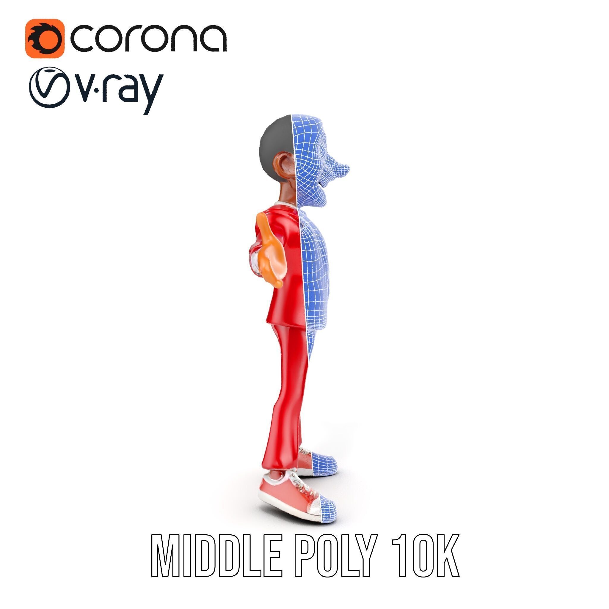 Red Suit Character Rigged and Animated for Games and VR Low-poly 3D model_33