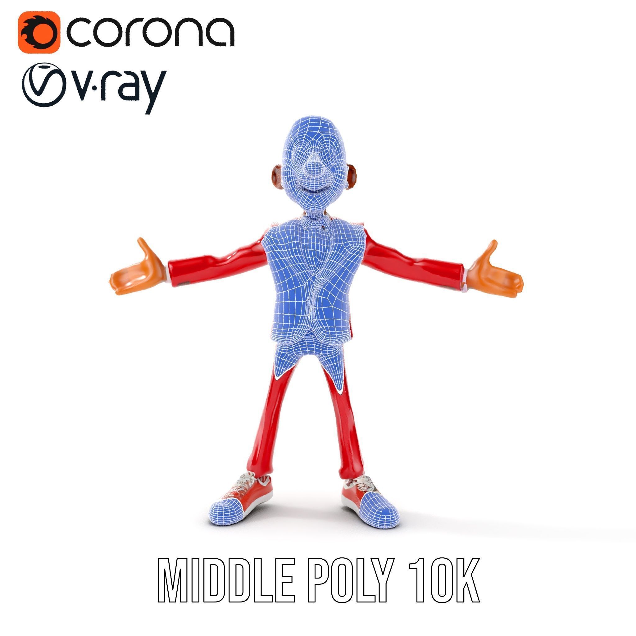 Red Suit Character Rigged and Animated for Games and VR Low-poly 3D model_35