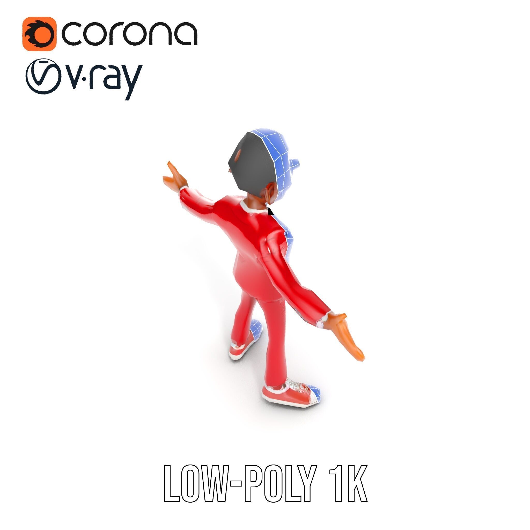 Red Suit Character Rigged and Animated for Games and VR Low-poly 3D model_10