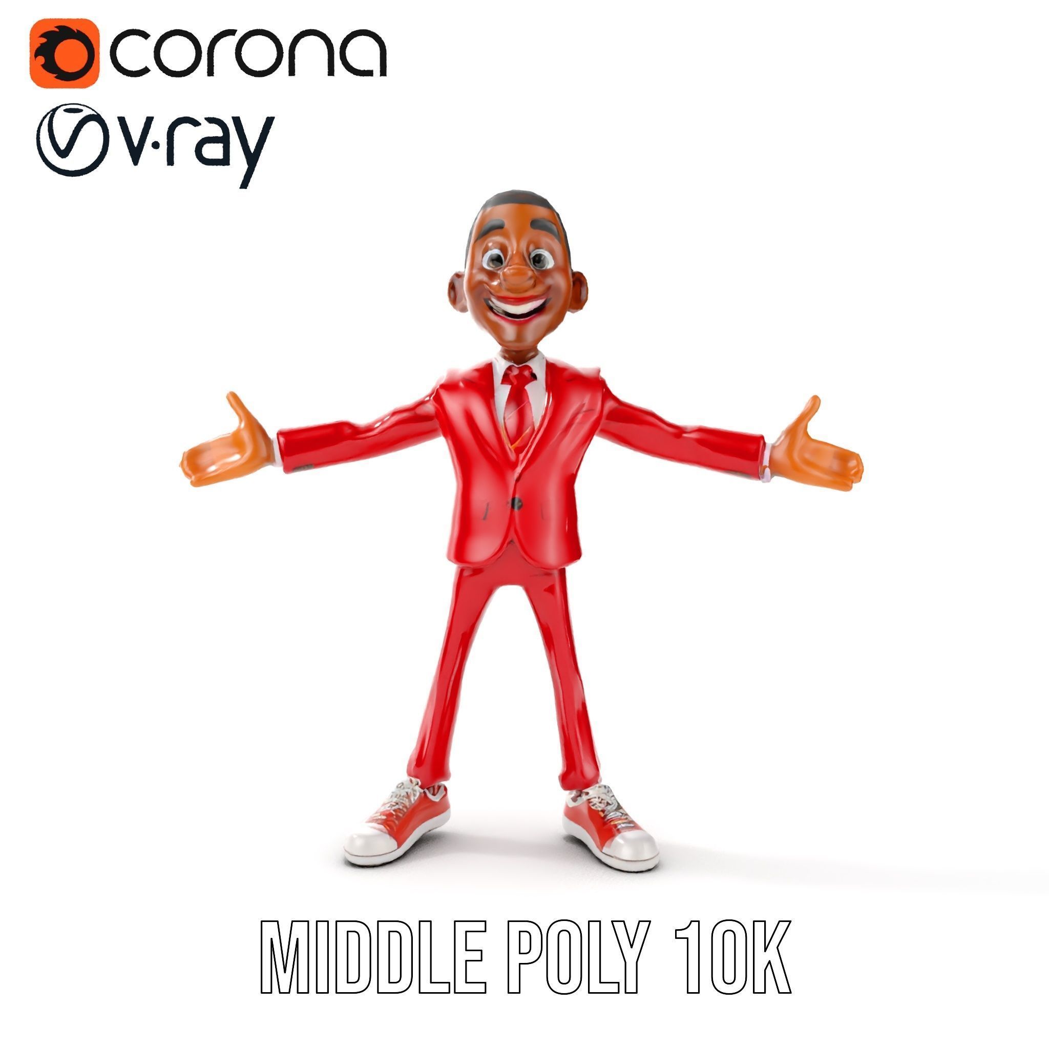 Red Suit Character Rigged and Animated for Games and VR Low-poly 3D model_21