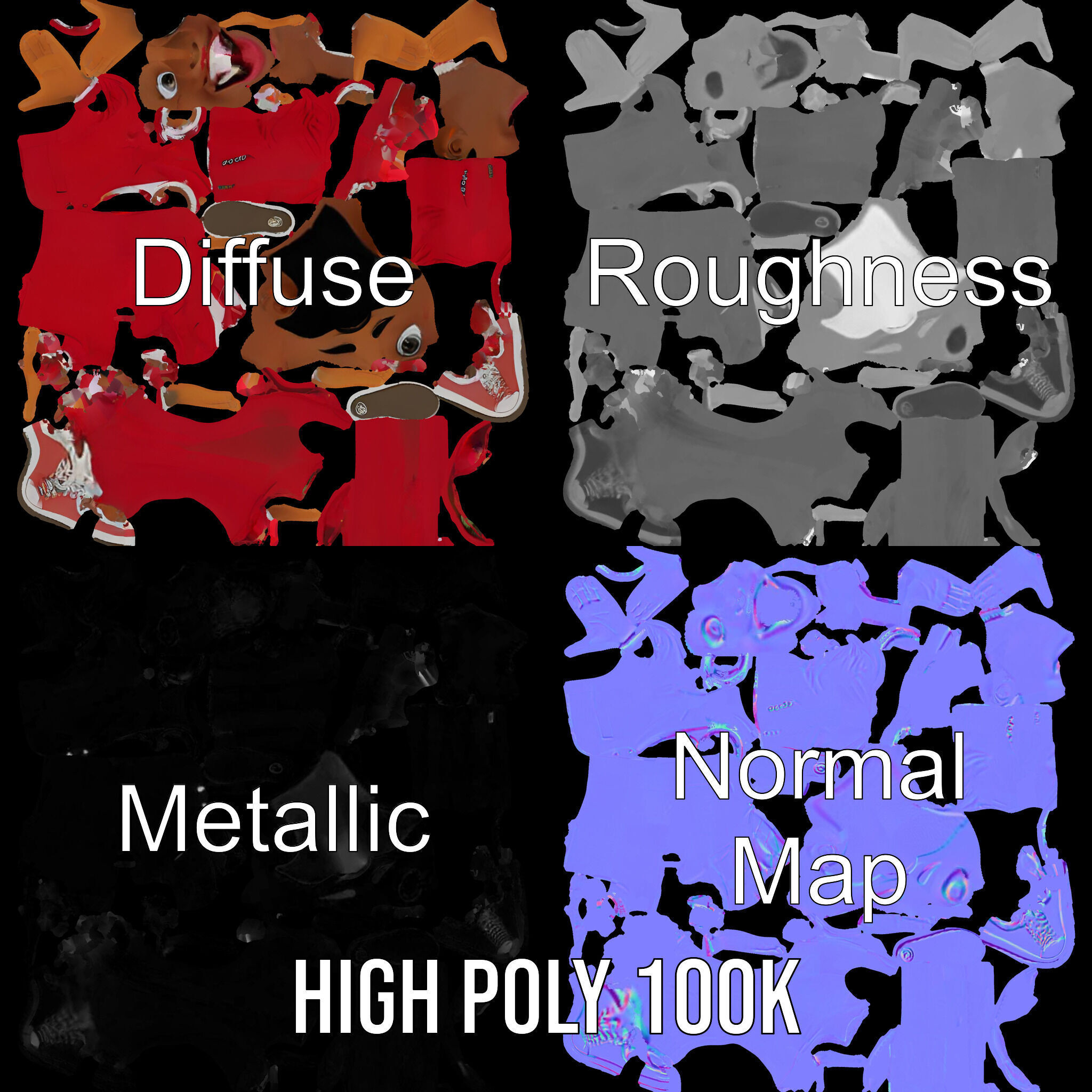 Red Suit Character Rigged and Animated for Games and VR Low-poly 3D model_4