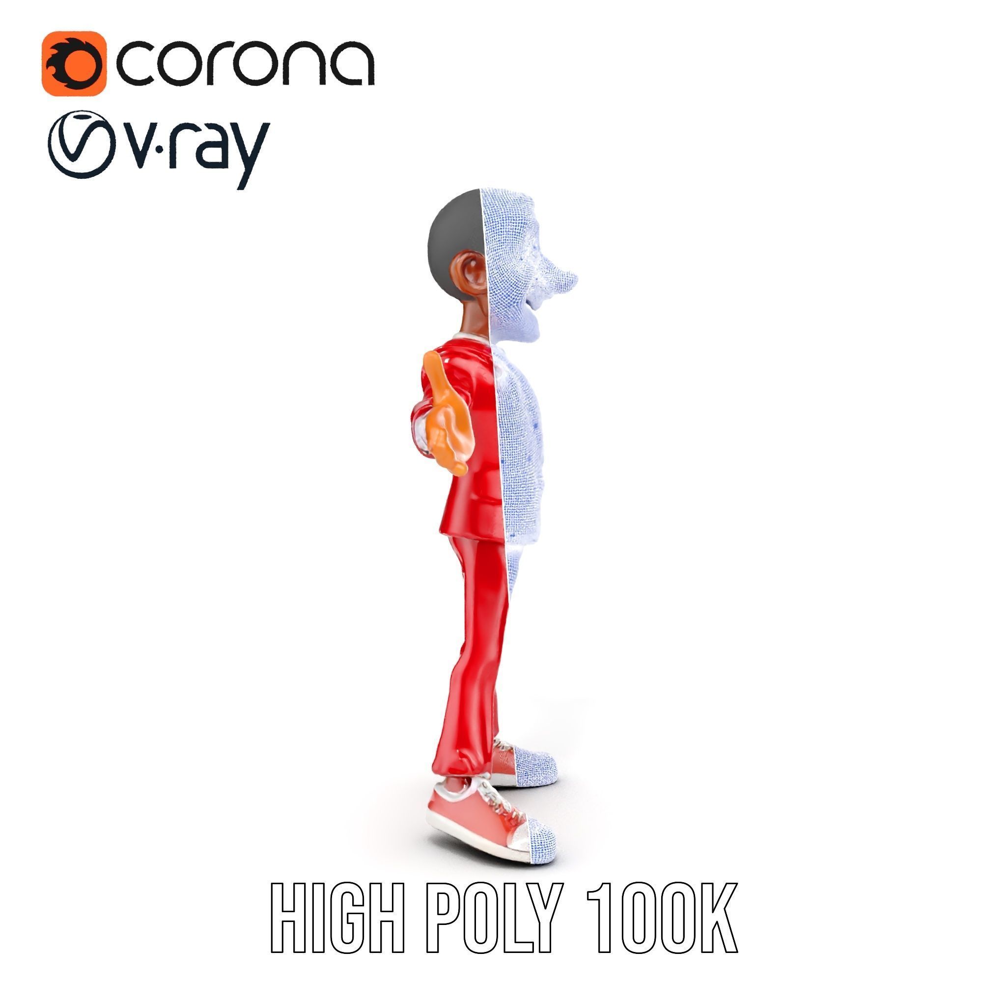 Red Suit Character Rigged and Animated for Games and VR Low-poly 3D model_37