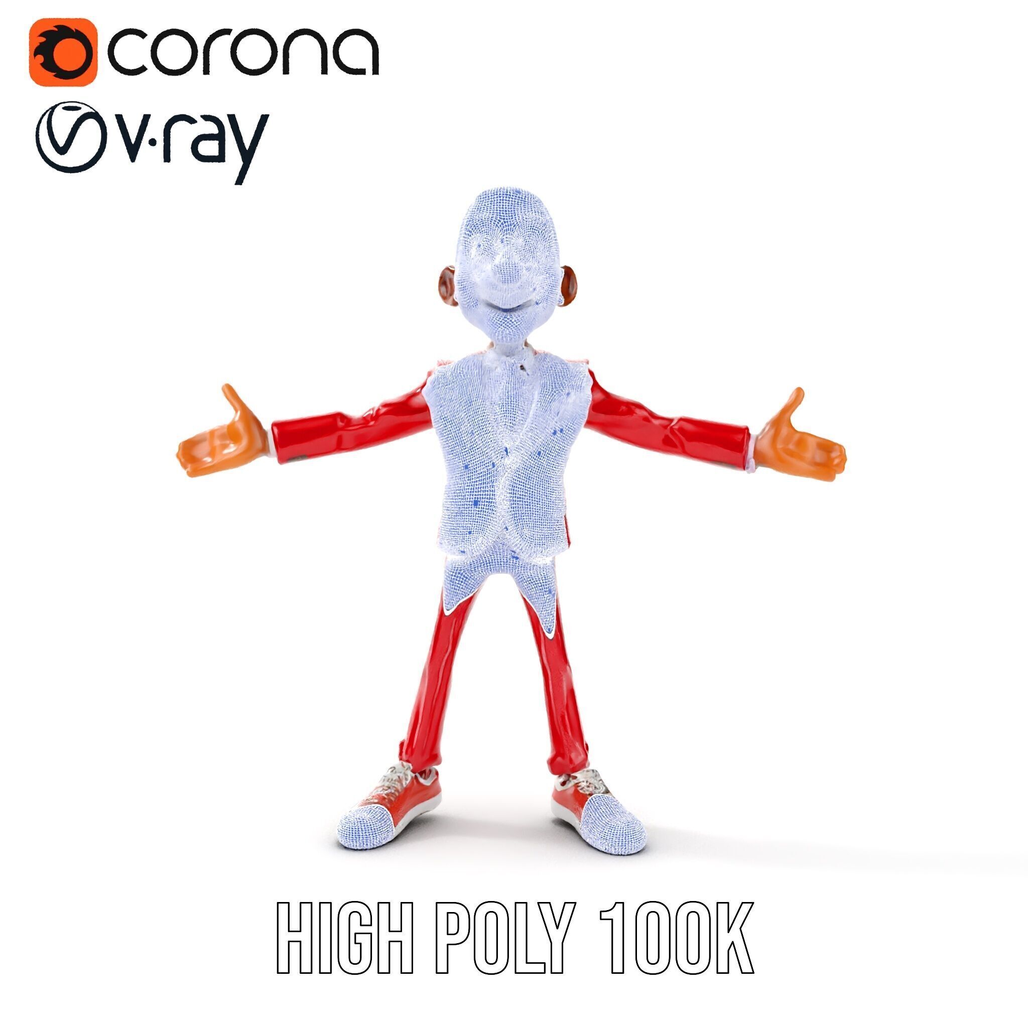 Red Suit Character Rigged and Animated for Games and VR Low-poly 3D model_36