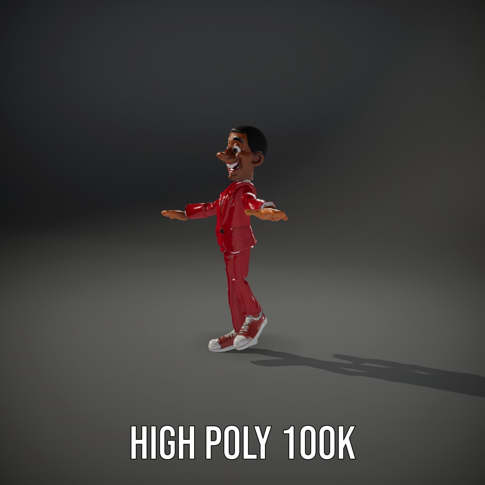 Red Suit Character Rigged and Animated for Games and VR Low-poly 3D model_11