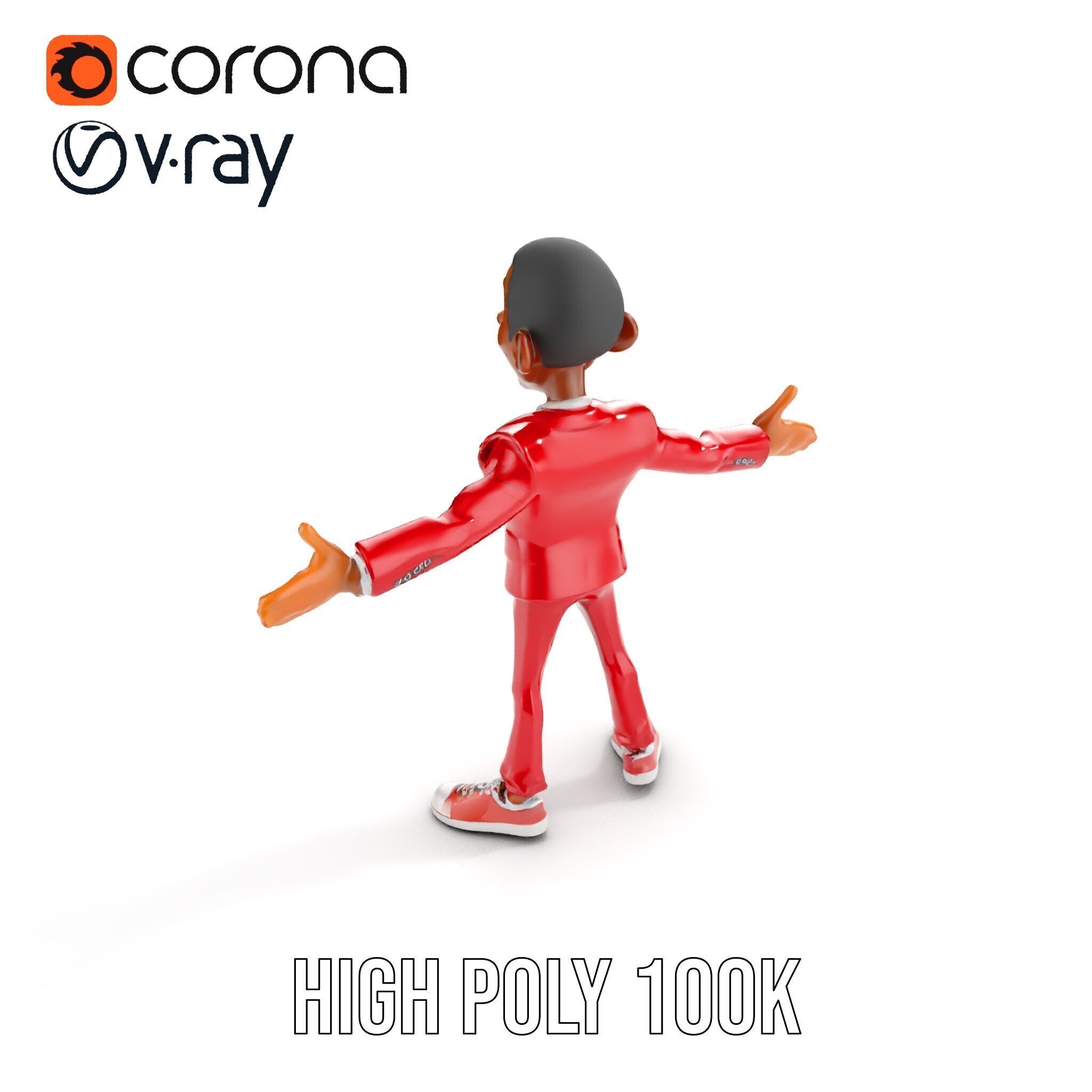 Red Suit Character Rigged and Animated for Games and VR Low-poly 3D model_23