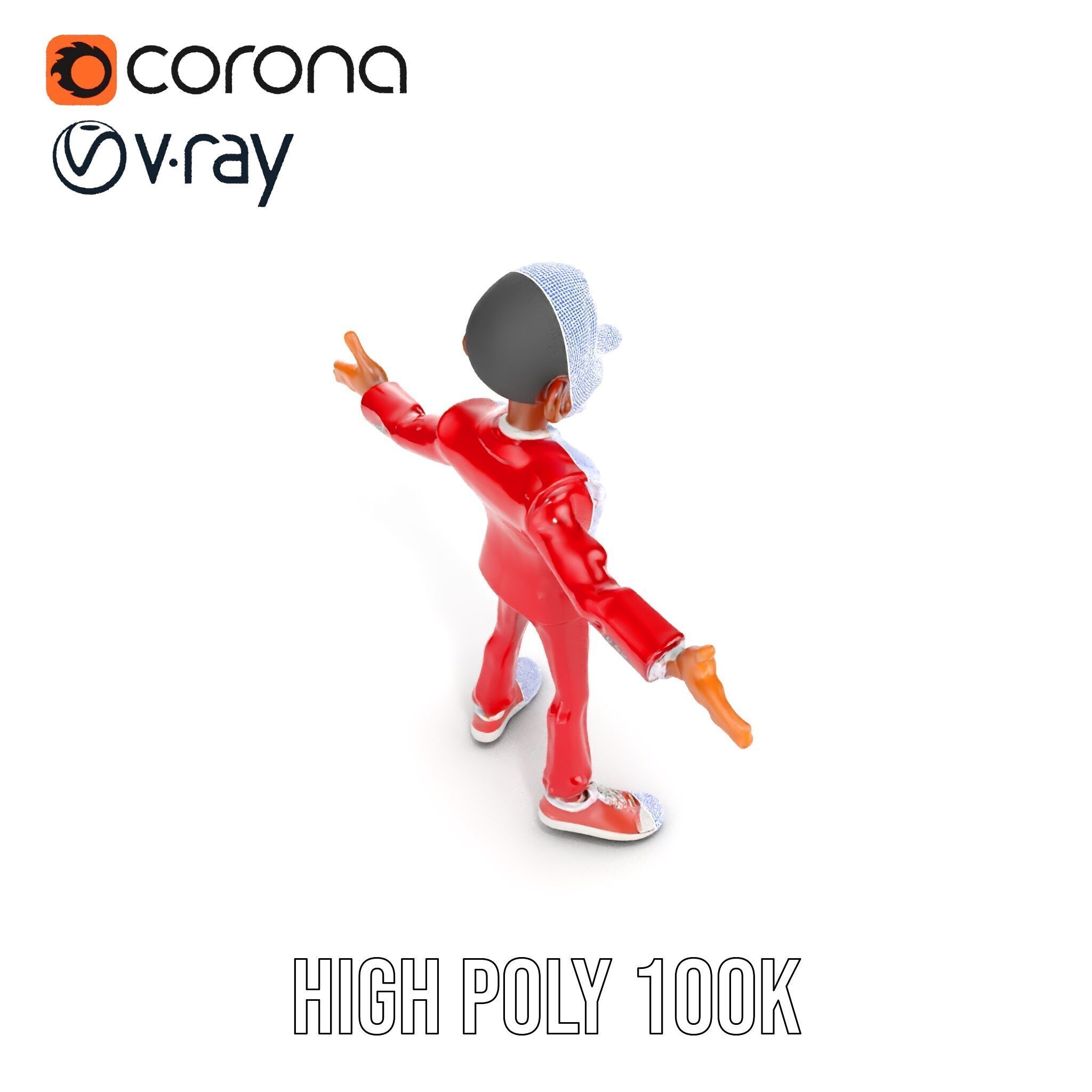 Red Suit Character Rigged and Animated for Games and VR Low-poly 3D model_38