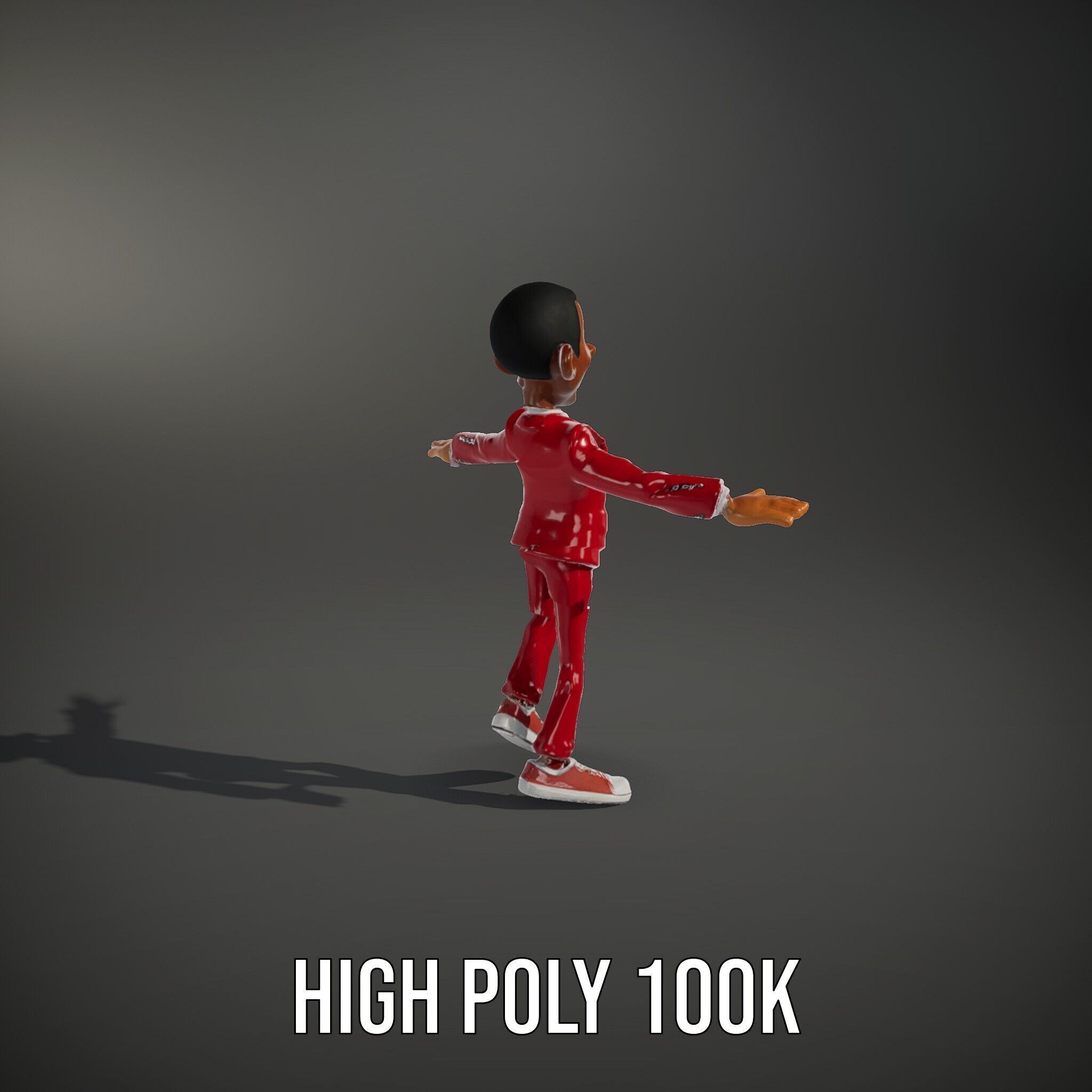 Red Suit Character Rigged and Animated for Games and VR Low-poly 3D model_14