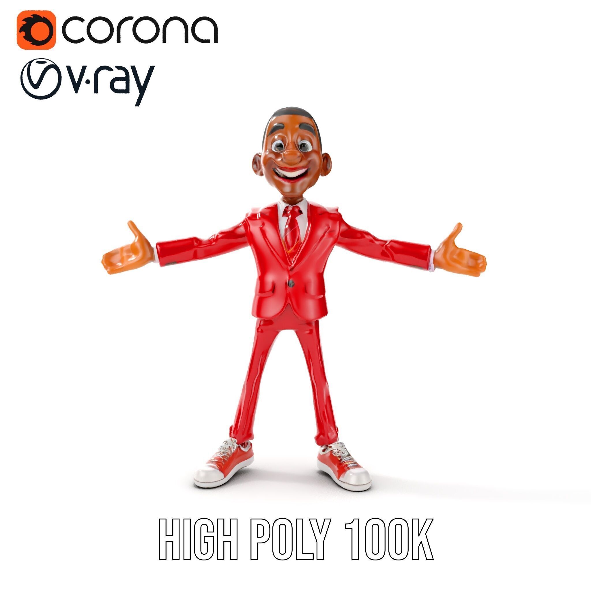 Red Suit Character Rigged and Animated for Games and VR Low-poly 3D model_34