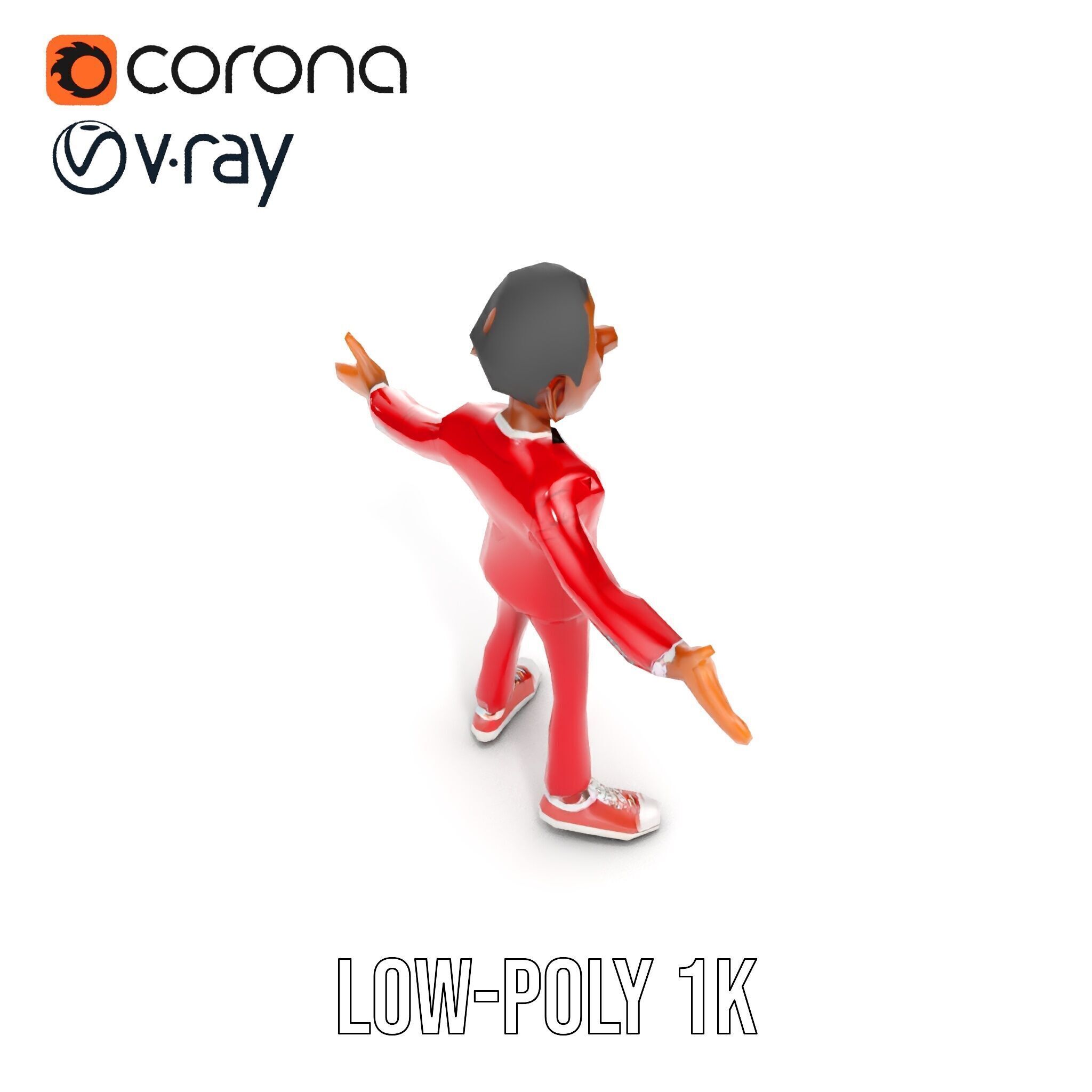 Red Suit Character Rigged and Animated for Games and VR Low-poly 3D model_25