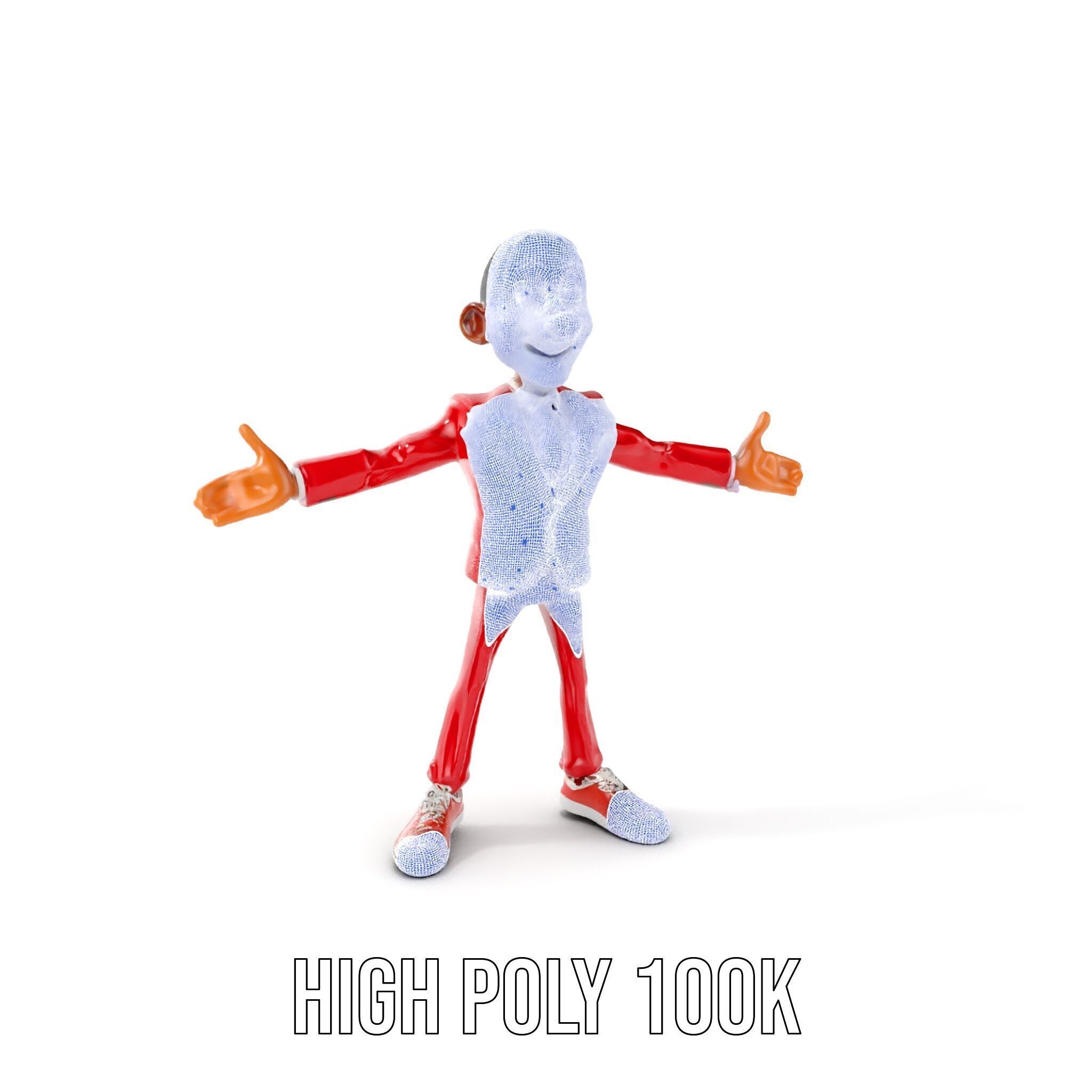 Red Suit Character Rigged and Animated for Games and VR Low-poly 3D model_5