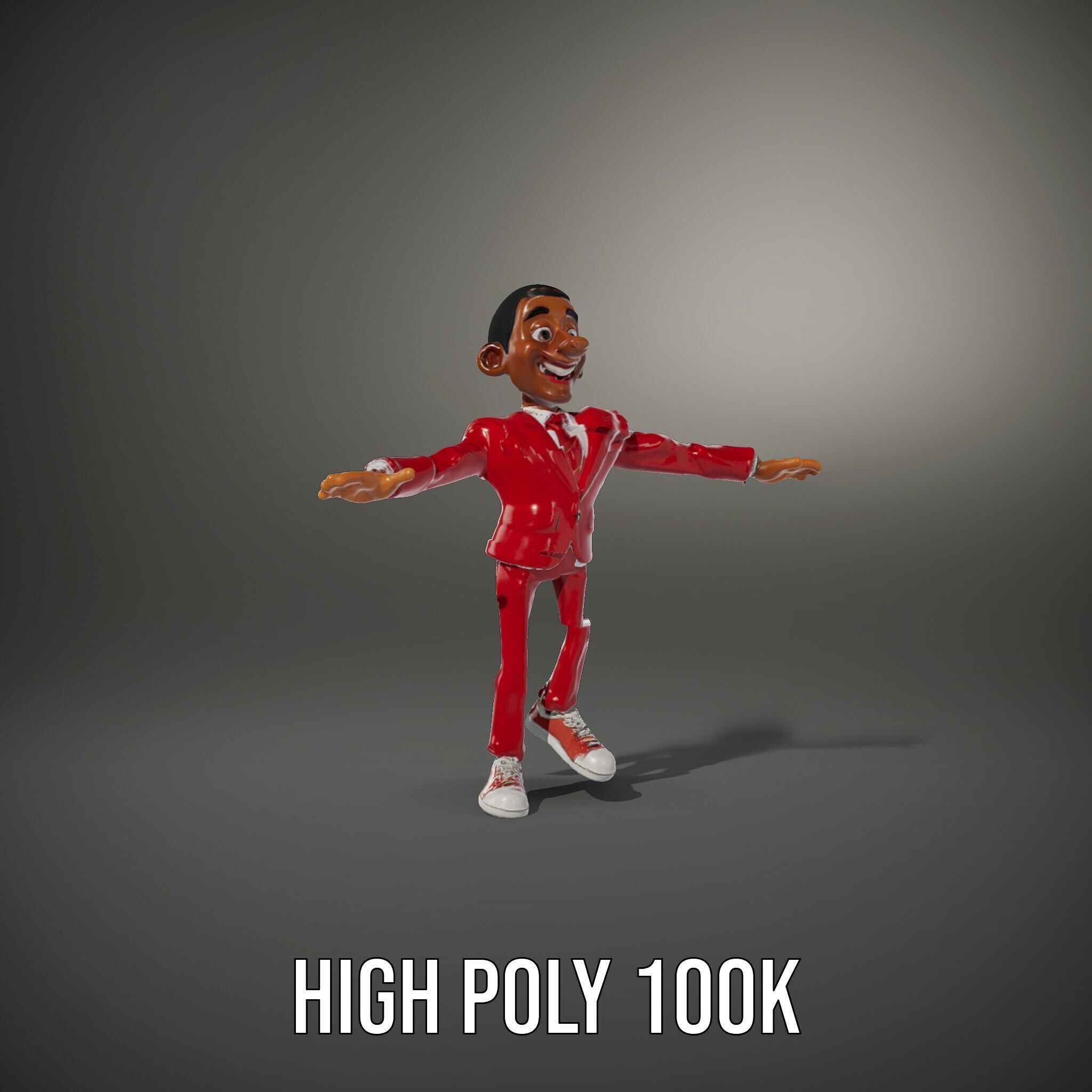 Red Suit Character Rigged and Animated for Games and VR Low-poly 3D model_9